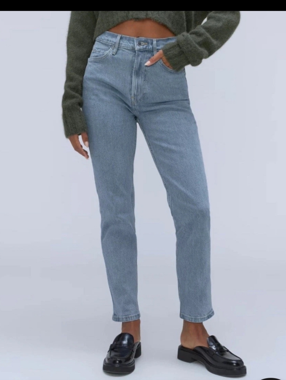 Everlane The Original Cheeky Jean 32 Crop Light Wash High Rise Straight Ankle